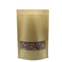 Customized Wholesale Printing Nut Dry Food Coffee Sealable Stand Up Packaging Small Kraft Paper Bags With Window Zip Lock